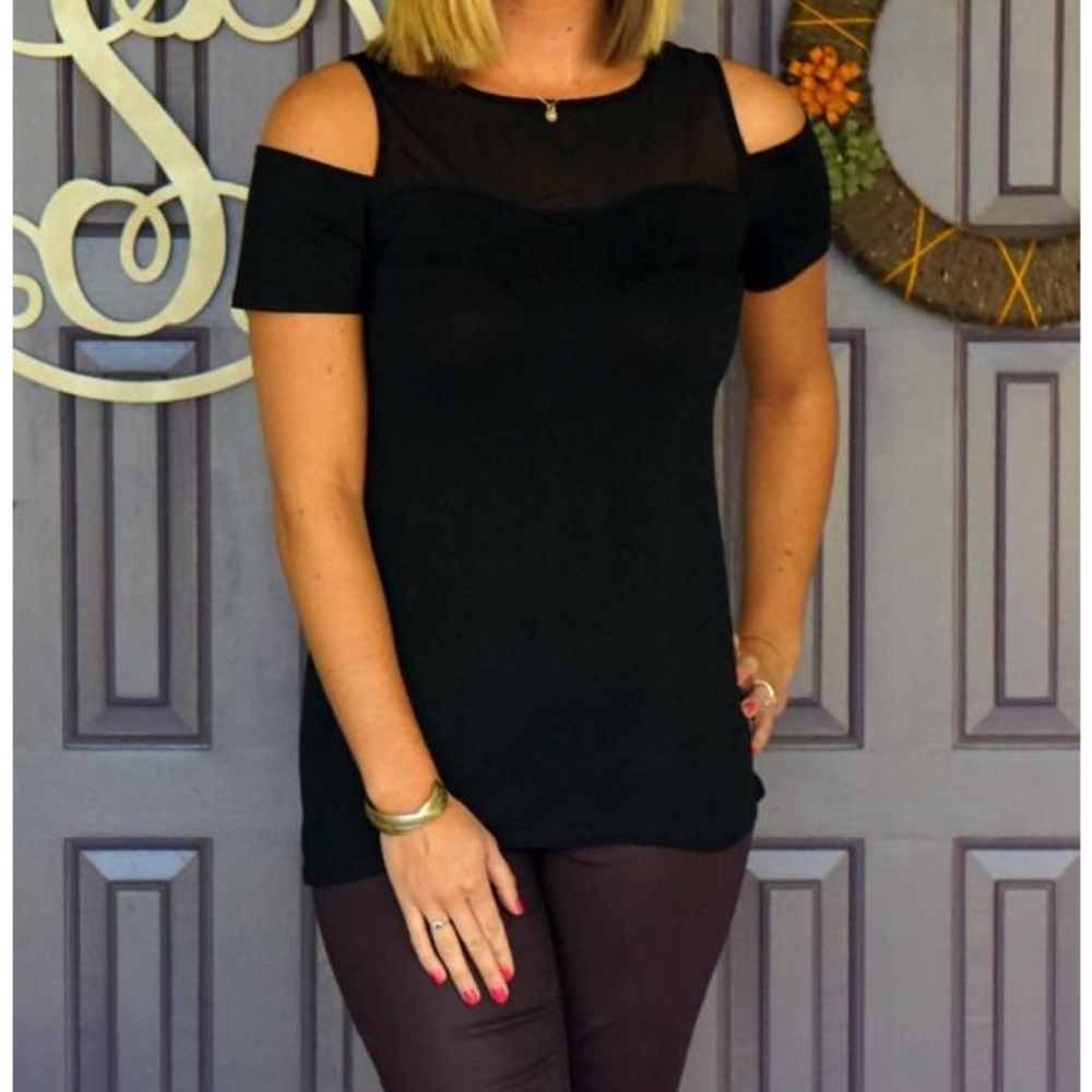Loveappella Black Sleeveless Cut Out Blouse